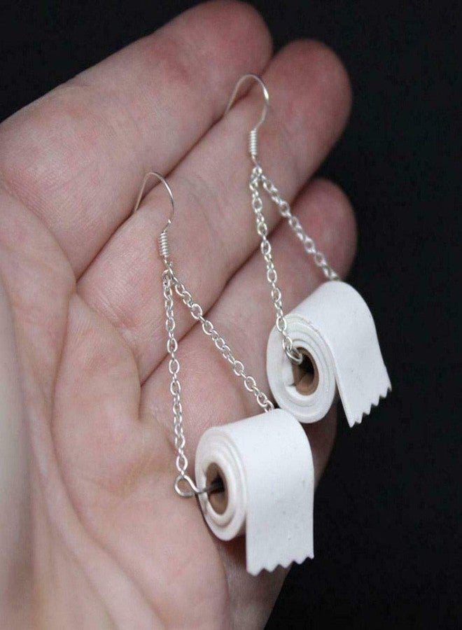 Meimimix Funny Roll Toilet Paper Silver Earrings Drop Dangle Ear Hook for Women Jewelry Creative Statement - Image 5